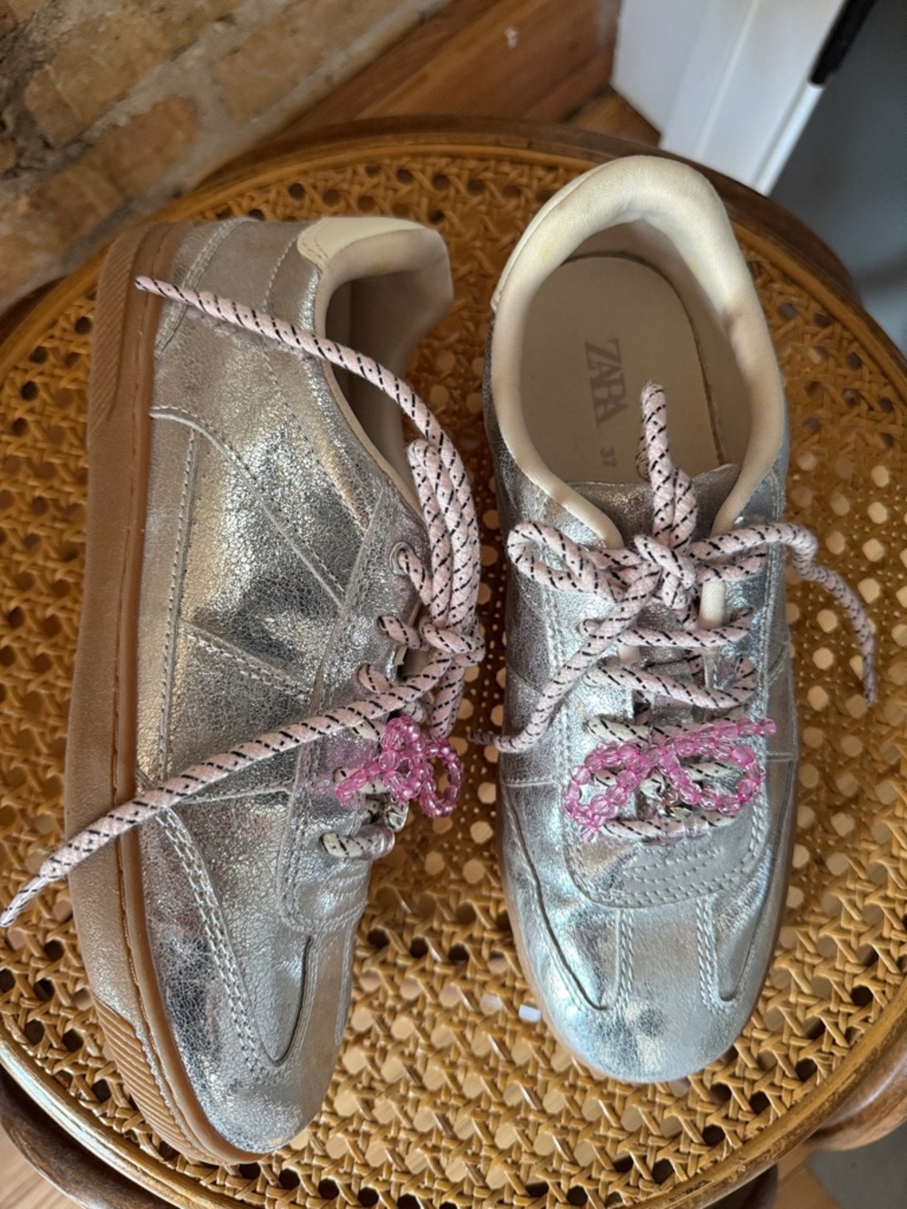 Zara Silver Fashion Sneaker size 37